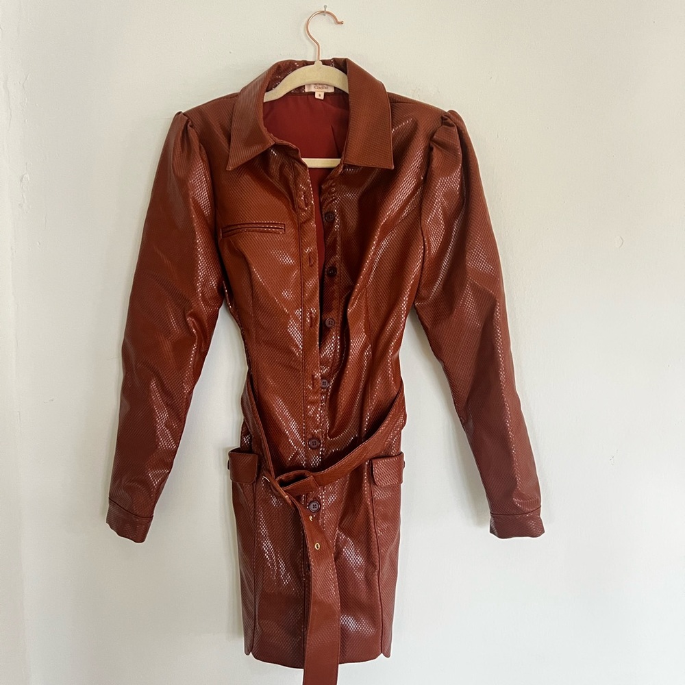 Camila Coelho faux leather blazer dress